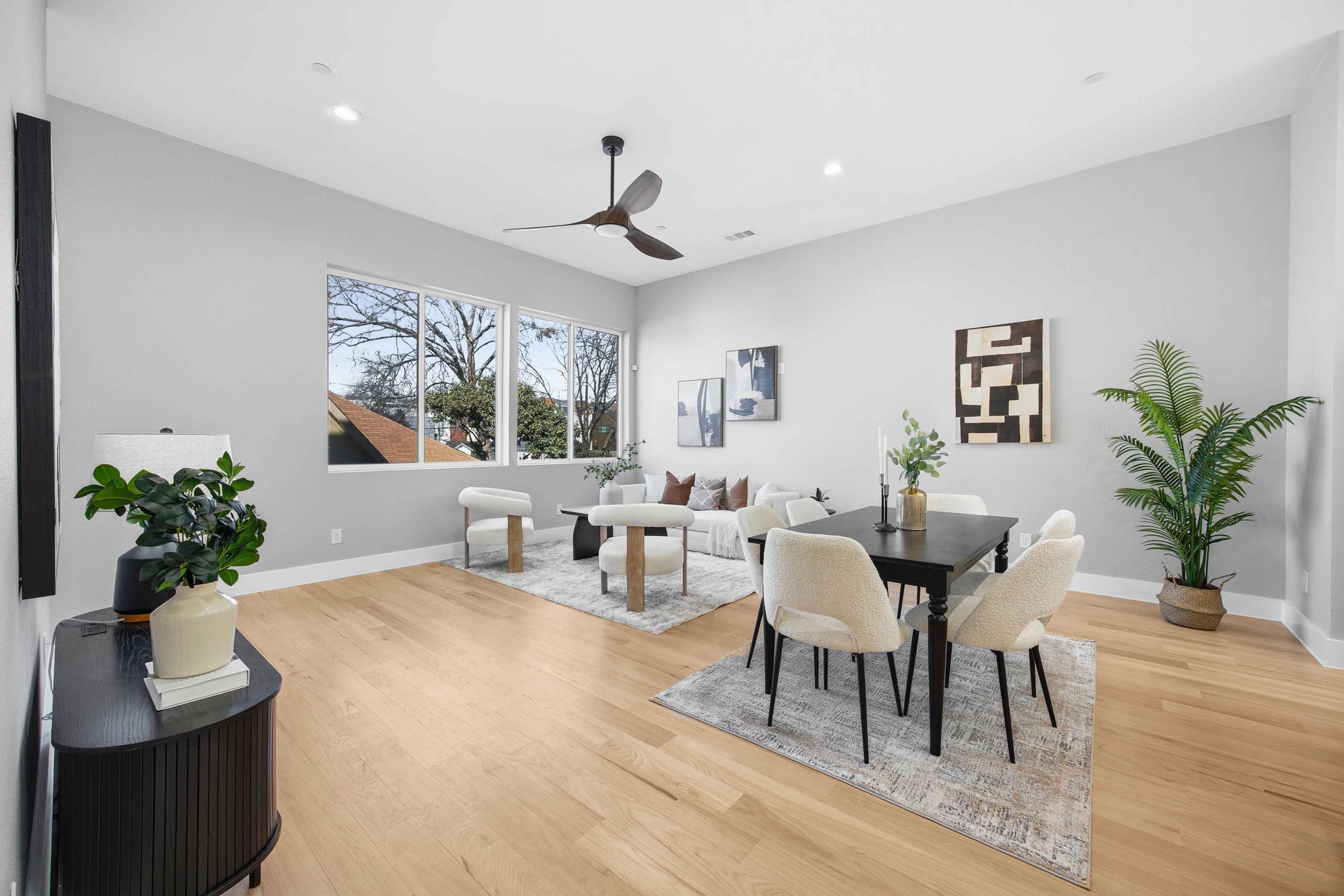 Staged living room real estate photo